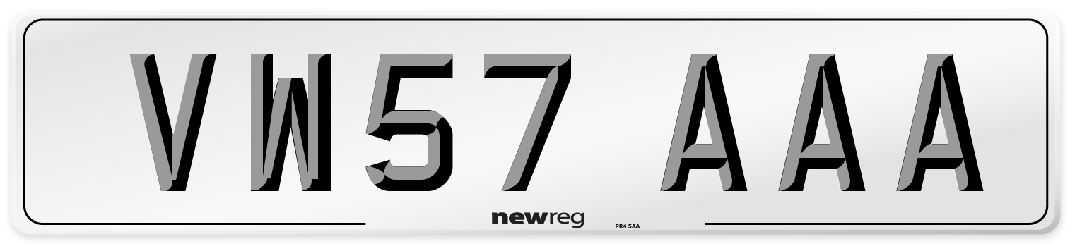 VW57 AAA Number Plate from New Reg